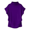 thumbnail image 4 of yunLCZ Women's T-shirts Everyday Low Price Women's Summer Solid Color High Neck Loose Casual Short Sleeved T Shirt Top workout form-fitting T-shirts women, 4 of 5