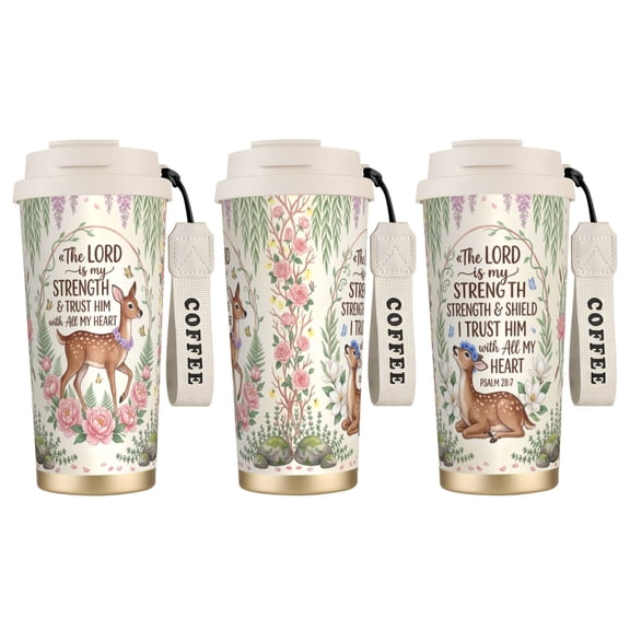 1pc Christ Tumbler 18oz Bible Verse Strength Quote, Leak-proof Stainless Steel Travel Mug