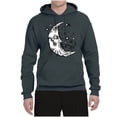 thumbnail image 2 of Wild Bobby Crescent Moon Astrology Puff Print Fashion Unisex Hoodie Sweatshirt, Charcoal, Small, 2 of 6