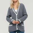 thumbnail image 4 of Ftwytp Knitted Cardigan For Women Long Sleeve Open Front Sweater Coats Plain Knitted Cropped Jumper Jacket Cardigan V Neck Button Down Cardigan Knitwear, 4 of 4