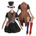 thumbnail image 4 of Johnny Depp Mad Cos Hatter Cosplay Película de fantasía Disfraz de Alicia Sombrero Medias Trajes Adulto Masculino Femenino Ropa de fiesta de Halloween, 4 of 5