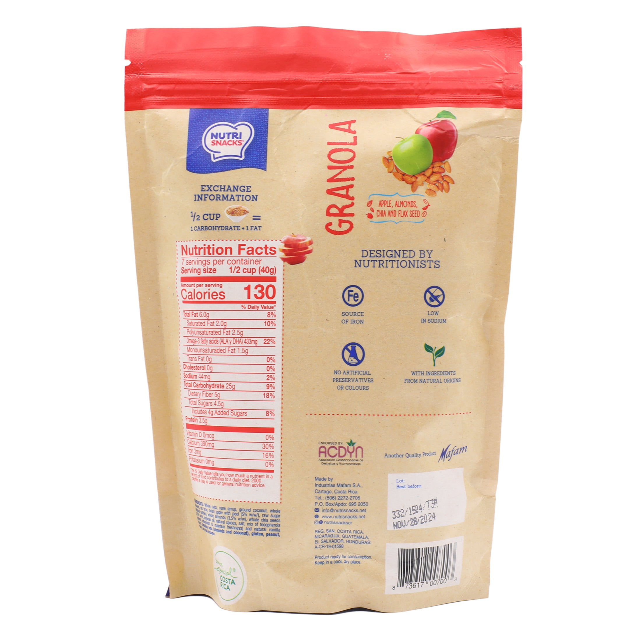 Nutrisnacks Apple and Almond Lite Granola 10.5 oz. Bag Natural, Reduced Sugar