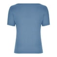thumbnail image 4 of Fiudx Ofertas Flash Artículos En Oferta Moda Mujer Verano Sólido Manga Corta Cuello Cuadrado Blusa Superior Camiseta, 4 of 4