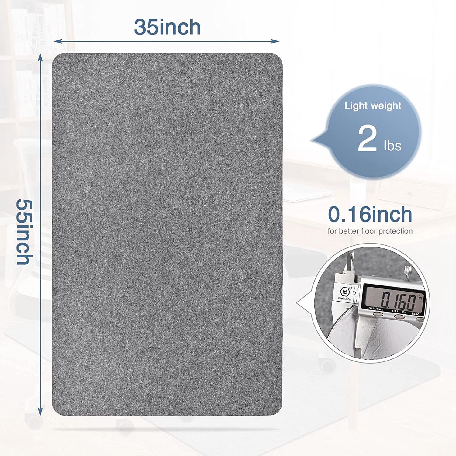 Chair Mat for Hardwood Floor,55" x 35"Office Chair Mats,Floor Protector For Desk Chair