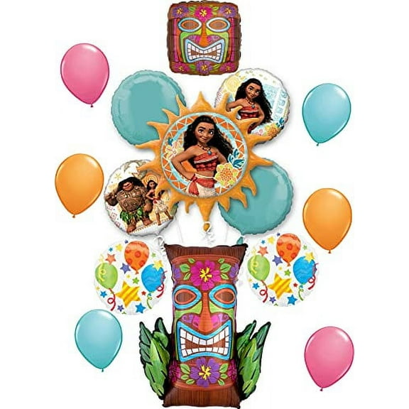 Moana Party Supplies Tiki Time Birthday Balloon Bouquet Decorations