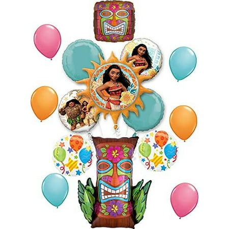 Moana Party Supplies Tiki Time Birthday Balloon Bouquet Decorations