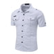 thumbnail image 3 of Blusa y camisa de manga corta con cuello vuelto para hombre, camisa vaquera de manga corta con solapa de color liso, blusa militar para hombre, 3 of 8