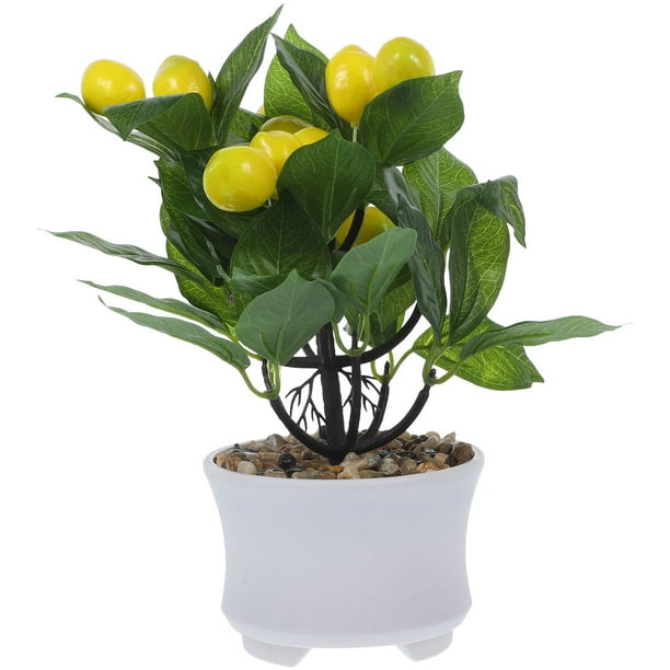 Limonero artificial, planta en maceta falsa, limonero decorativo en maceta, simulación de bonsái de limón