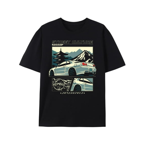 Street Culture: Japanese Performance Car Graphic Tee Black