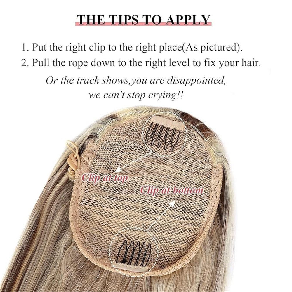 P8/613 Highlights Blonde Ponytail Extension 16-26 Inches Real Human Hair Straight Drawstring Ponytail Hairpiece