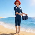 thumbnail image 6 of Eltusu Girls Rush Gard Sets, Vacation Long Sleeve 3 Pieces Sun Protect Bathing Suits Navy Size 12-13T, 6 of 7
