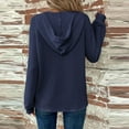 thumbnail image 4 of UoCefik Hoodies for Women Pullover Fashion Waffle Knit Long Sleeve Button Up Sweatshirts Fall Casual V-Neck Drawstring Pullover Hooded Loose Fit Trendy Tops Navy XL, 4 of 7