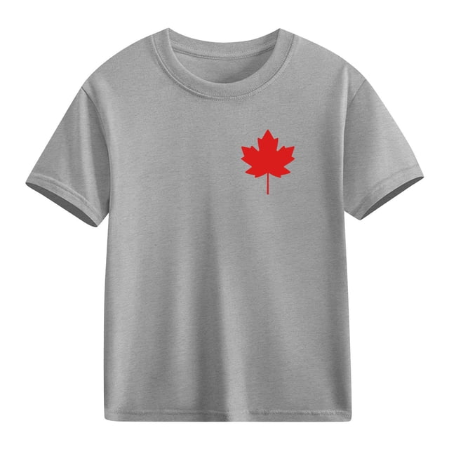 Zpanxa T-Shirts pour Tout-Petites Fille Imprimé Feuille d'Érable Manches Courtes Col Rond Haut Décontracté en Coton 4 Ans