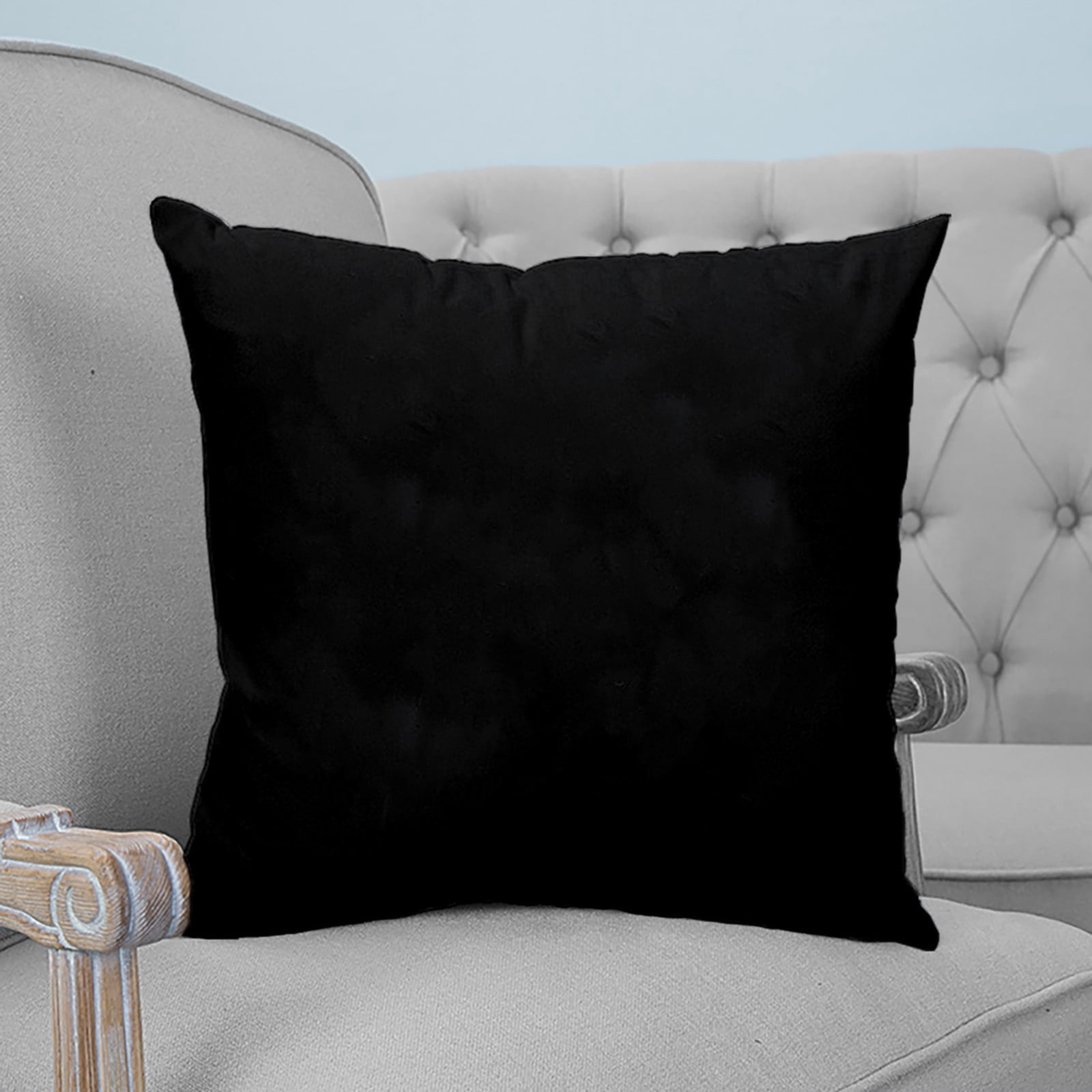 Black 18x18 Pillow Covers Set of 2, Farmhouse Solid Black Color Modern Art Throw Pillow Covers Decorative Couch Cushion Case, Microfiber Square Pillowcases for Bedroom Car Living Room
