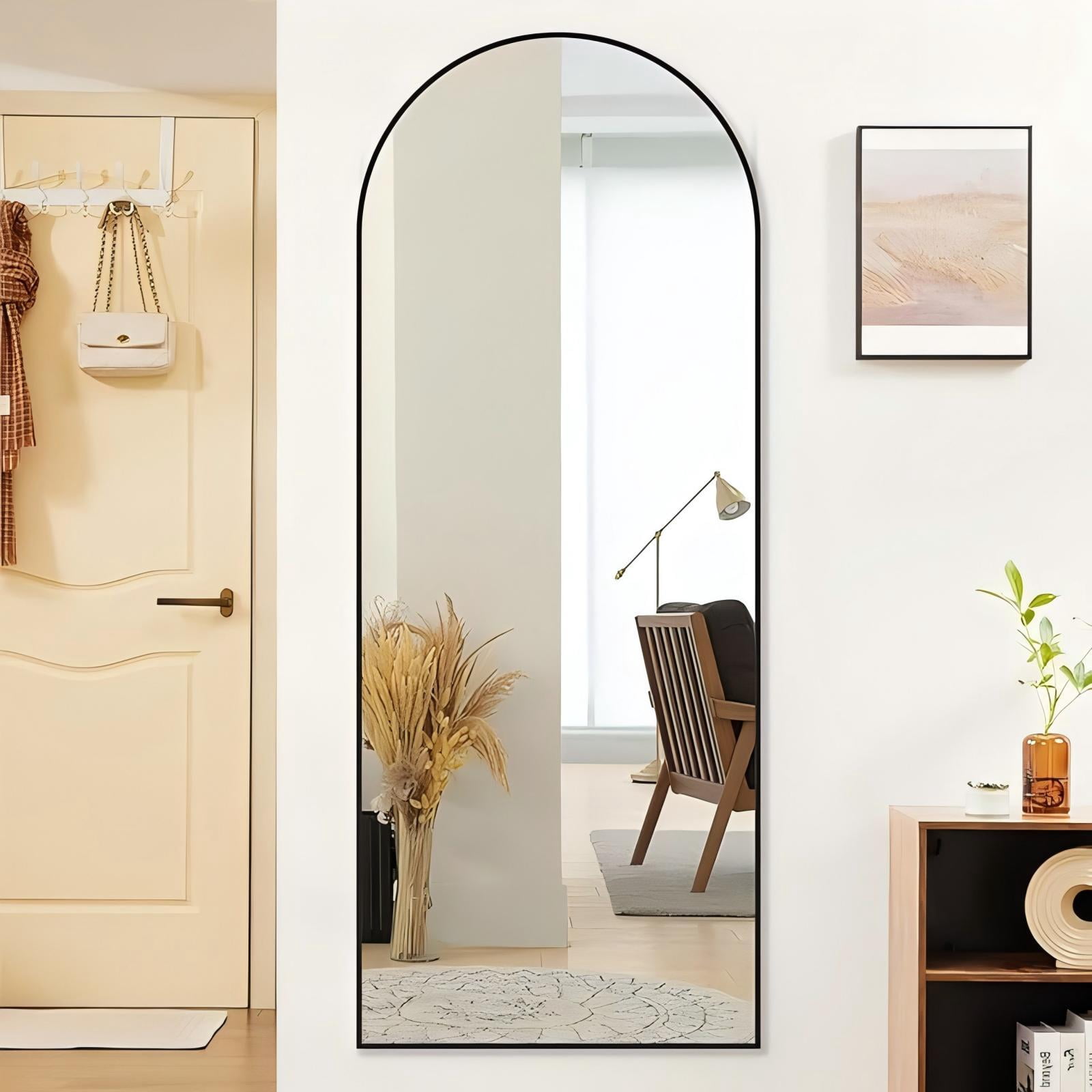 Lumora 59" x 16.3" Arched Full Length Mirror Wall Mirror with Stand Modern Full Body Mirror,Black