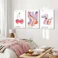 thumbnail image 2 of Pink Cute Balloon Dog Canvas Wall Art, Retro Preppy Cherry Wall Decor Painting Set of 3, Funky Colorful Abstract Aura Pictures Posters Prints for Bedroom Dorm Living Room Home Decor 12x16 In Framed, 2 of 6