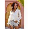 thumbnail image 4 of Women's White/Black/Sky Blue Rekindle Eyelet Button Down Top, 4 of 14