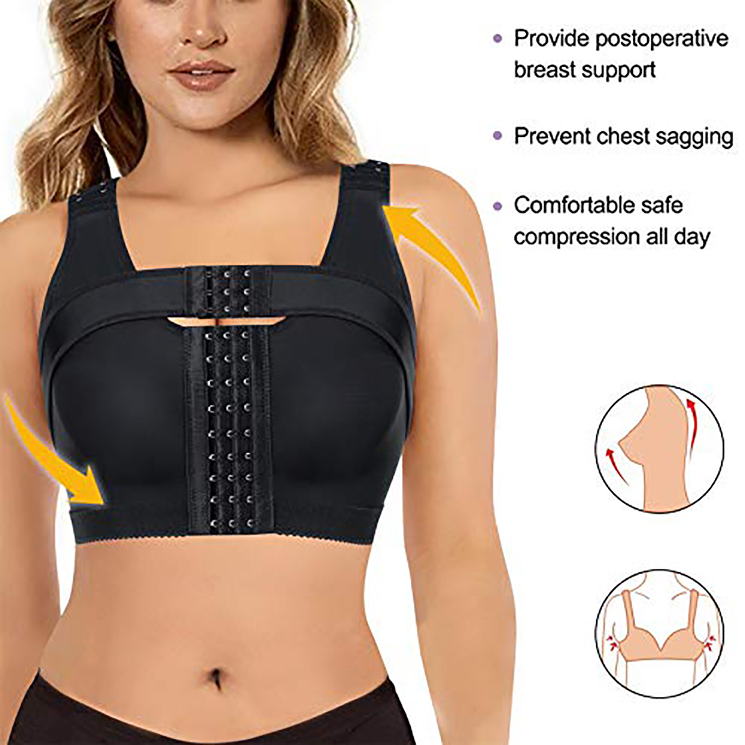 Ghelonadi Breast Support Band Chest Belt Adjustable Front Closure