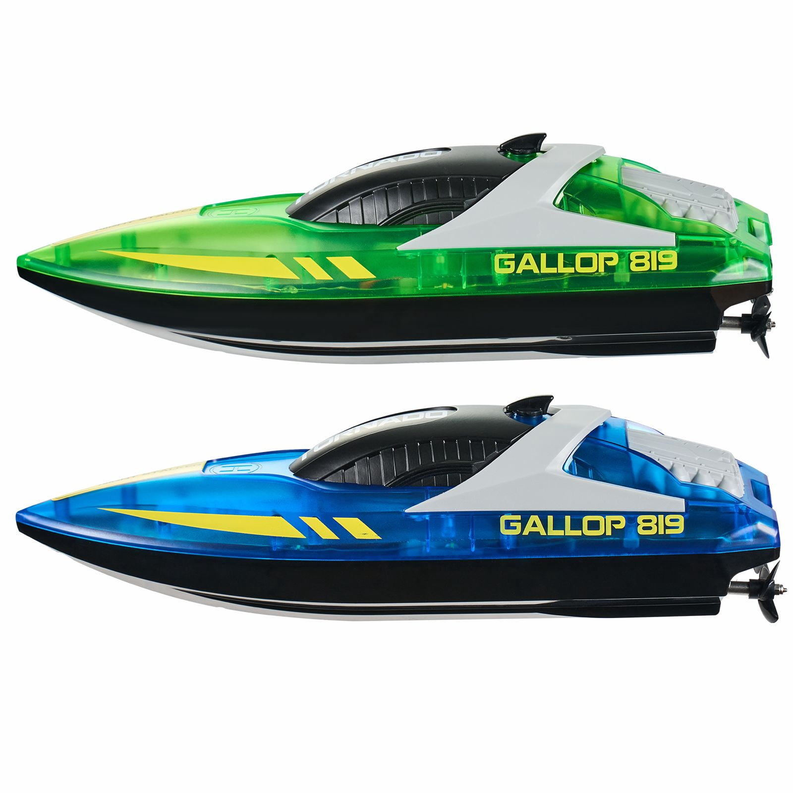 RC Boat 2 Pack 2.4GHz 12 Km/h, Battery, Long-Range Control, Whole Body Waterproof, Racing Boat with LED Light, Remote Control Boat Shape Boat, for boat kayak trailer dock beach and marine use