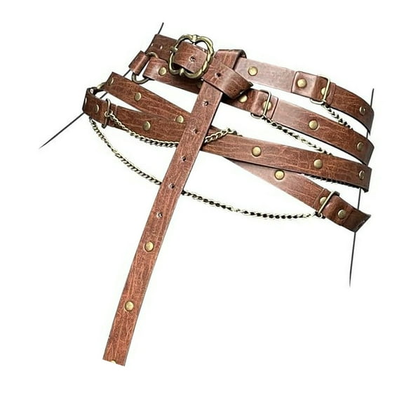 RUISINERY Vintage Adjustable Women Thin Belt Classical and Multilayer Design PU Waist Belt For Fashionable Outfit Dress Decors