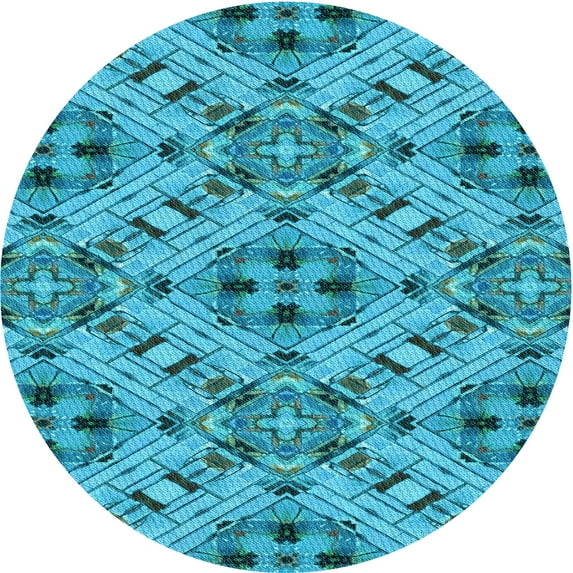 Ahgly Company Indoor Square Patterned Dark Cyan Green Area Rugs, 3' Square