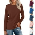 thumbnail image 3 of UYISJ Womens T Shirts Long Sleeve Crew Neck Shirts Solid Color Basic Tee Tops Casual Loose Blouse, 3 of 3