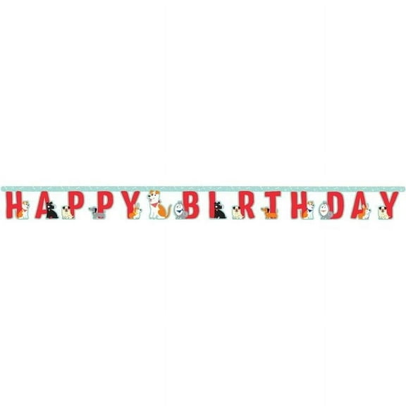Creative Converting 336659 Dog Party Happy Birthday Banner
