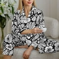 thumbnail image 6 of Picia Tropical Leaves Pattern Women’s Long-Sleeve Sleepwear Set - Soft 2-Piece Loungewear with Pockets, Comfy PJs for Relaxing Nights-Small, 6 of 7