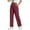 Wine, variant on Lmnyox Women's Cargo Pants Cotton Linen Solid Color Elastic High Waist Pants Pull-on Lounge Trousers with Pockets