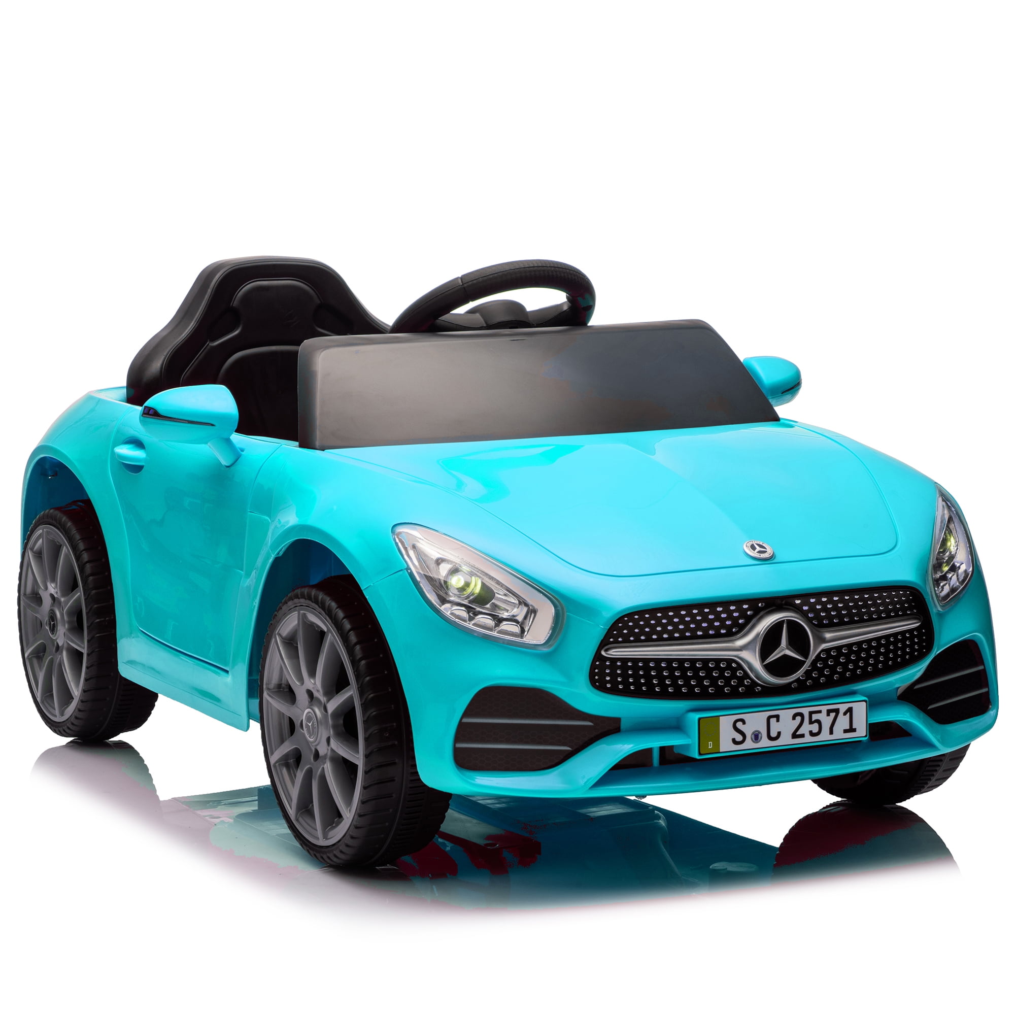 Licensed Benz CLS 350 12V Electric Ride on Toys with Bluetooth Music, LED Lights, Spring Suspension, Power Car Wheels, Electric Car for Kids with Parent Remote Control (Blue)