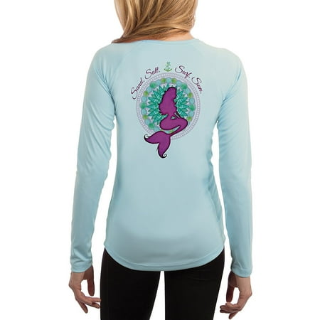 Mermaid Shells Women's UPF 50+ UV/Sun Protection Long Sleeve (Best Color Clothing For Sun Protection)