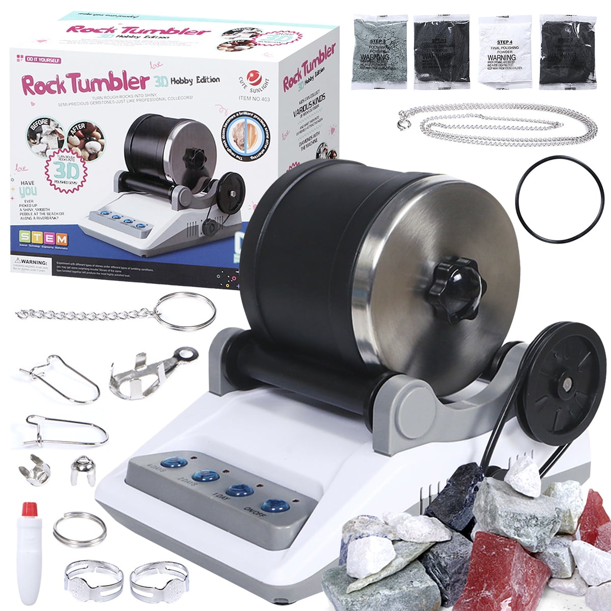 Professional Rock Tumbler Kit Rock Polisher for Kids and Adults Electronic Rock Tumbler Kit with