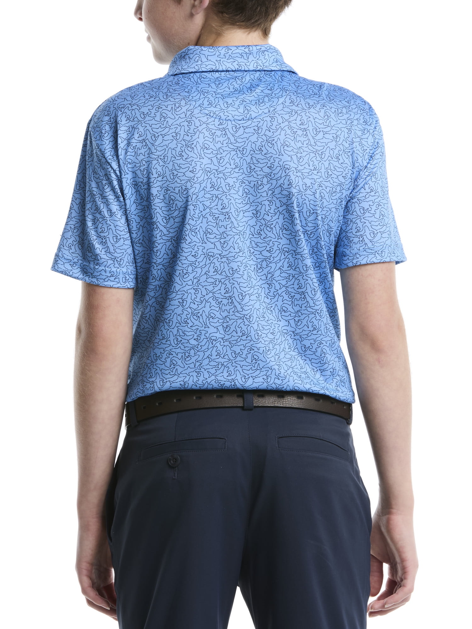 Ben Hogan Performance Boys Shark Print Short Sleeve Golf Polo Shirt, Sizes 4-18
