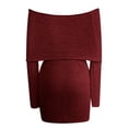 thumbnail image 4 of RUTAYY Women's Mini Dress Casual Off Shoulder Solid Color Lapel Hollow Out Long Sleeve Dresses Party Daily Wear Leisure Elegant Tops, 4 of 6