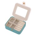 thumbnail image 3 of Unique Bargains Portable Mini Faux Leather Organizer Jewelry Box with Button Blue, 3 of 7