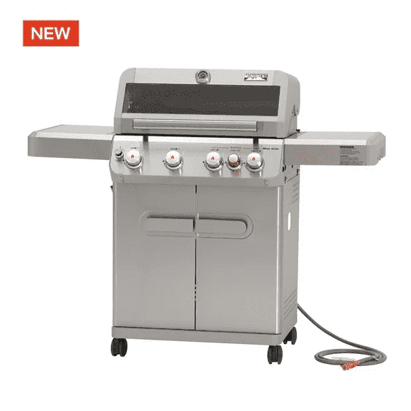 Monument Grills 4 1 Burner Natural Gas Grill with Natural Gas Hose, 50,000 BTU Stainless Steel Outdoor Patio Barbecue Grill, Broil Zone Fast Heating, Knob Lights, and Easy Cleanup, M415BZNG