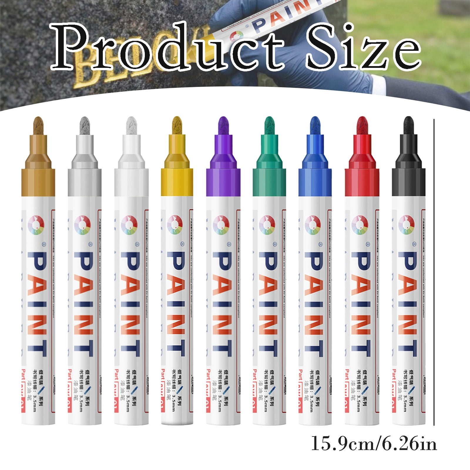 Restoration Paint Marker for Stone And Ceramic, Oil-Based Gold Paint Pen for Weather-Resistant Inscriptions, User-Friendly for Family Memorial Upkeep, 1 Pen