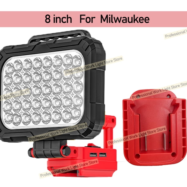 Piezas de Herramienta Eléctrica de 8" para Mil*wau*kee Batería de 18V Luces de Trabajo LED Lámpara Exterior Linterna de Mano Foco USB Charger