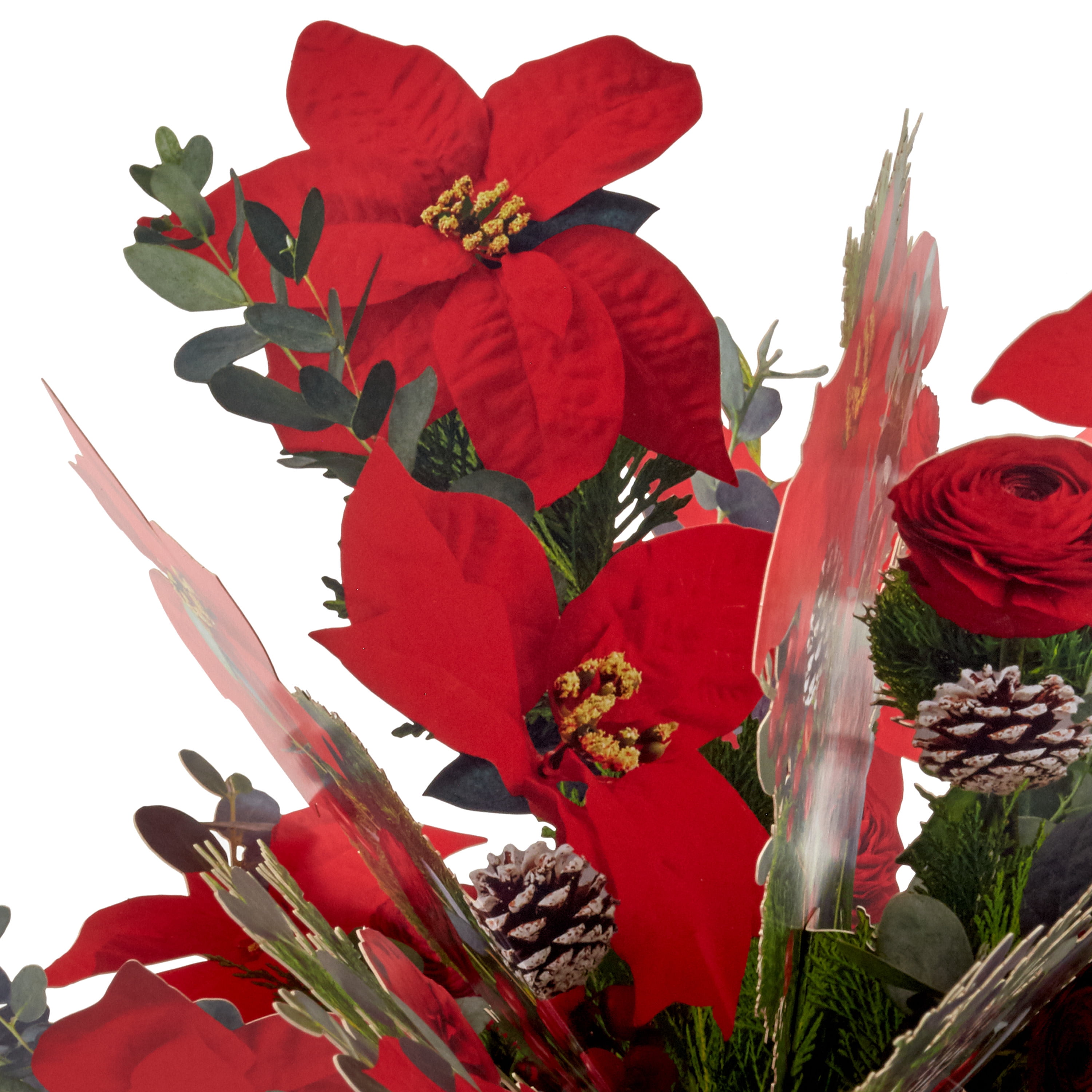 Hallmark Paper Wonder 3D Pop-Up Christmas Greeting Card (Merry Christmas Poinsettia Flower Bouquet)