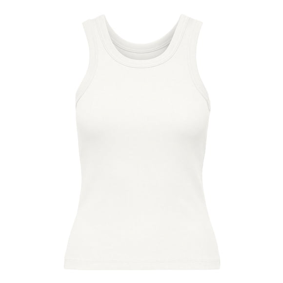 ONLY Camiseta sin mangas para mujer - ONLVAL LIFE TANKTOP, algodón, cuello redondo, corte ajustado Blanco M (Medium)