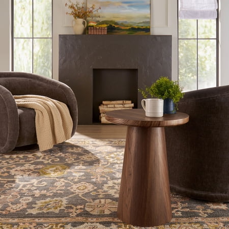 Better Homes & Gardens Ashby Pedestal End Table, Walnut Finish