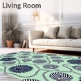 thumbnail image 2 of ODIKA 5'x7' Machine Washable Non-Slip Area Rug, Tropical Palm Leaf Interlocking Shells and Nautical Rope Accents High Traffic Rug, Green, 712712, 2 of 7