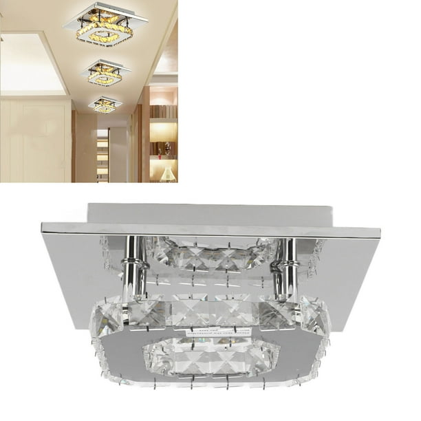Lámpara De Techo LED, 85-265 V, Decorativa Moderna, Elegante, Fácil Instalación, Mini Lámpara Cuadrada De Cristal Sintético, 3 Colores De Luz Para Comedor Para Pasillo