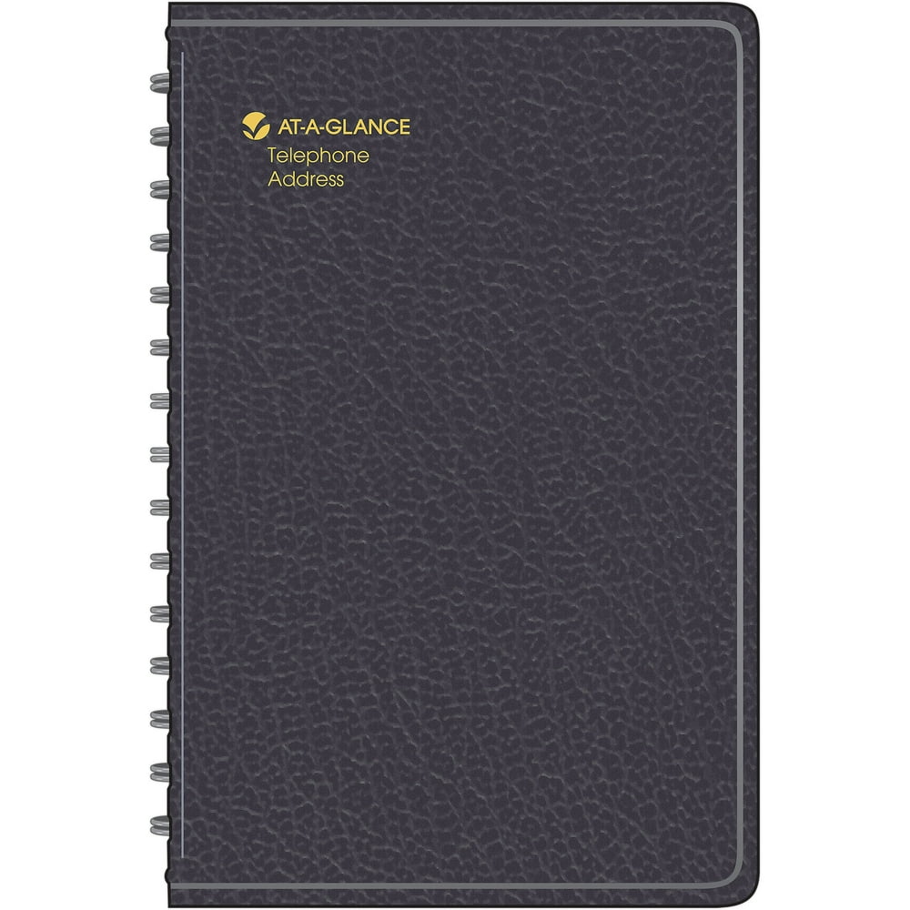 AtAGlance TelephoneAddress Book, Black, 5 x 8 in.