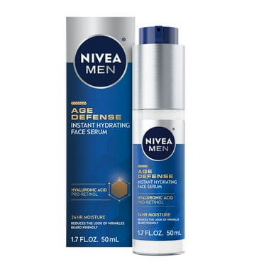 NIVEA MEN Age Defense Instant Hydrating Face Serum, Hyaluronic Acid, Pro-Retinol, 1.7 fl oz