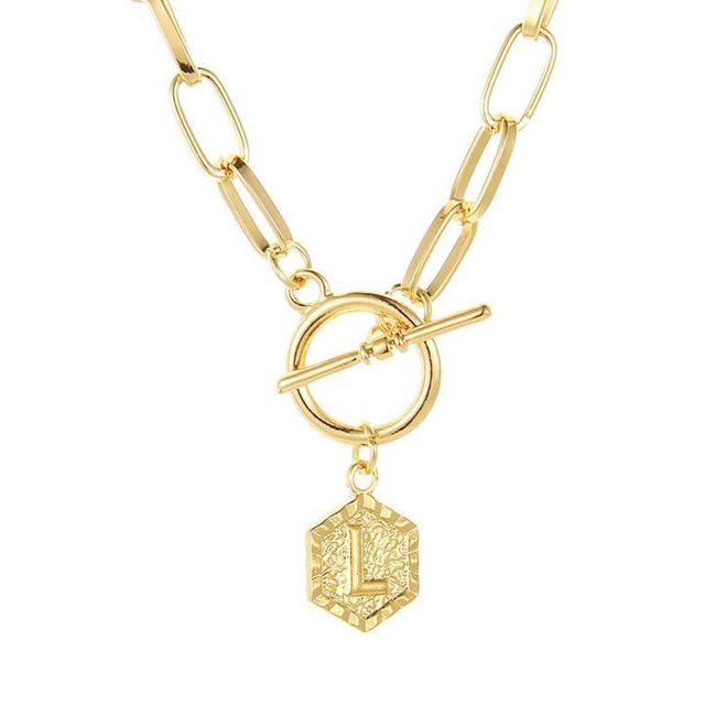 Bilqis Chaîne Pendentif Lettre Anglaise 26 Deals, Collier Rétro Paperclip Hexagone