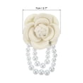 thumbnail image 2 of Uxcell Fabric Camellia Flower Brooch Elegant Pearl Tassel Pin Floral Corsage Bracelet Dual Use for Women, White, 2 of 7