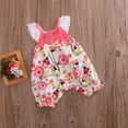 thumbnail image 4 of Douhoow Baby Girls Sleeveless Romper Summer Ruffle Floral Jumpsuit Infant Sweet Backless Bodysuit, 4 of 7