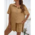 thumbnail image 2 of EASYBRA Women Pants Suit Solid Color Casual Summer Set Cardigan Shorts Outfit Polyester Fabric Sizes S-3XL, 2 of 7