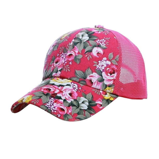 Cheers Fashion Women Flower Print Mesh Baseball Cap Snapback Outdoor Sports  Sun Hat